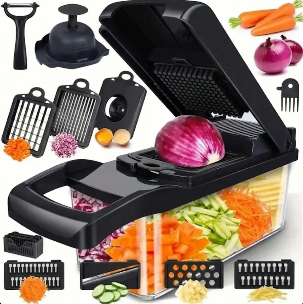Professional Vegetable Chopper With Stainless Steel Blades And Storage Bin