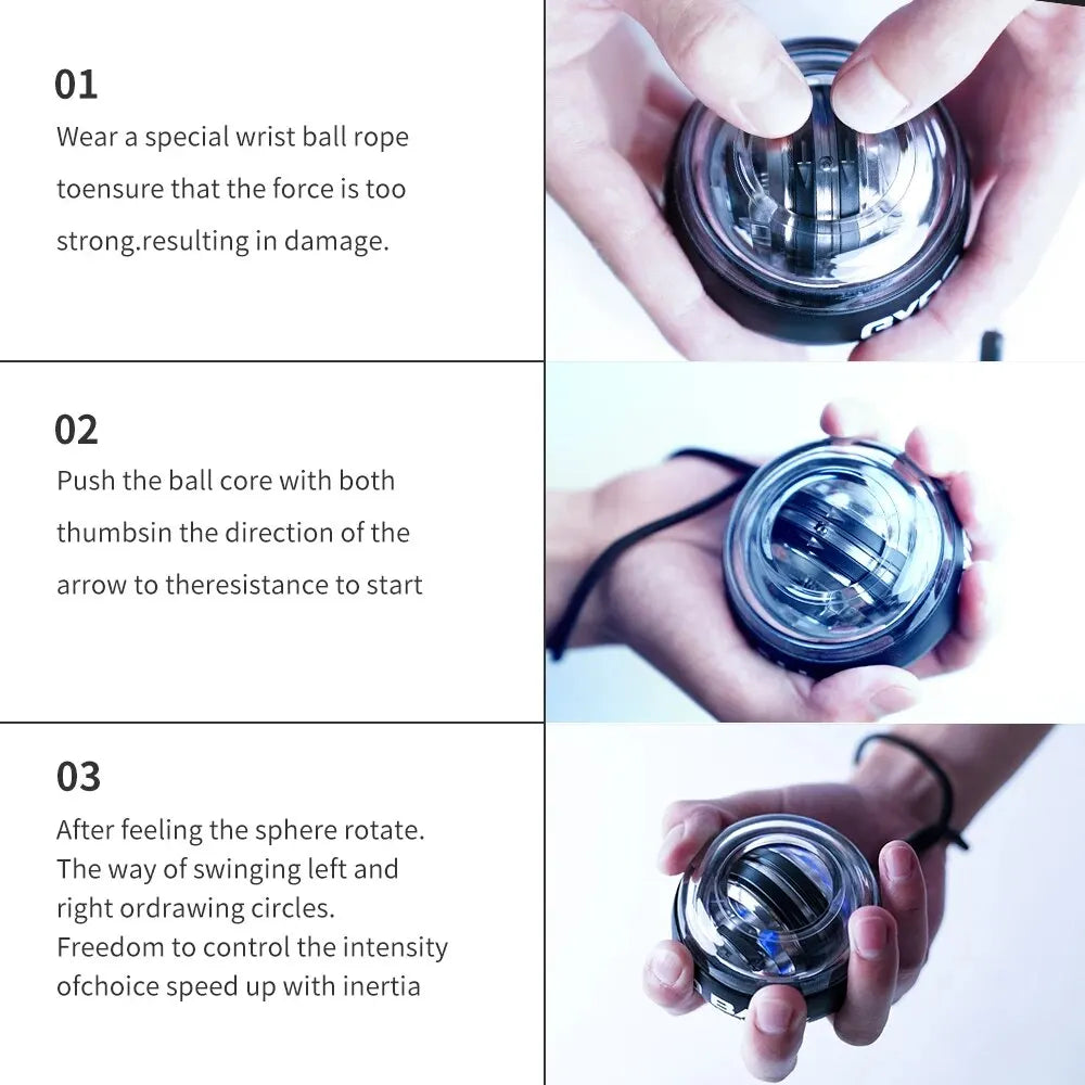 Led Gyro Wrist Ball Strengthener For Arm Fitness Training