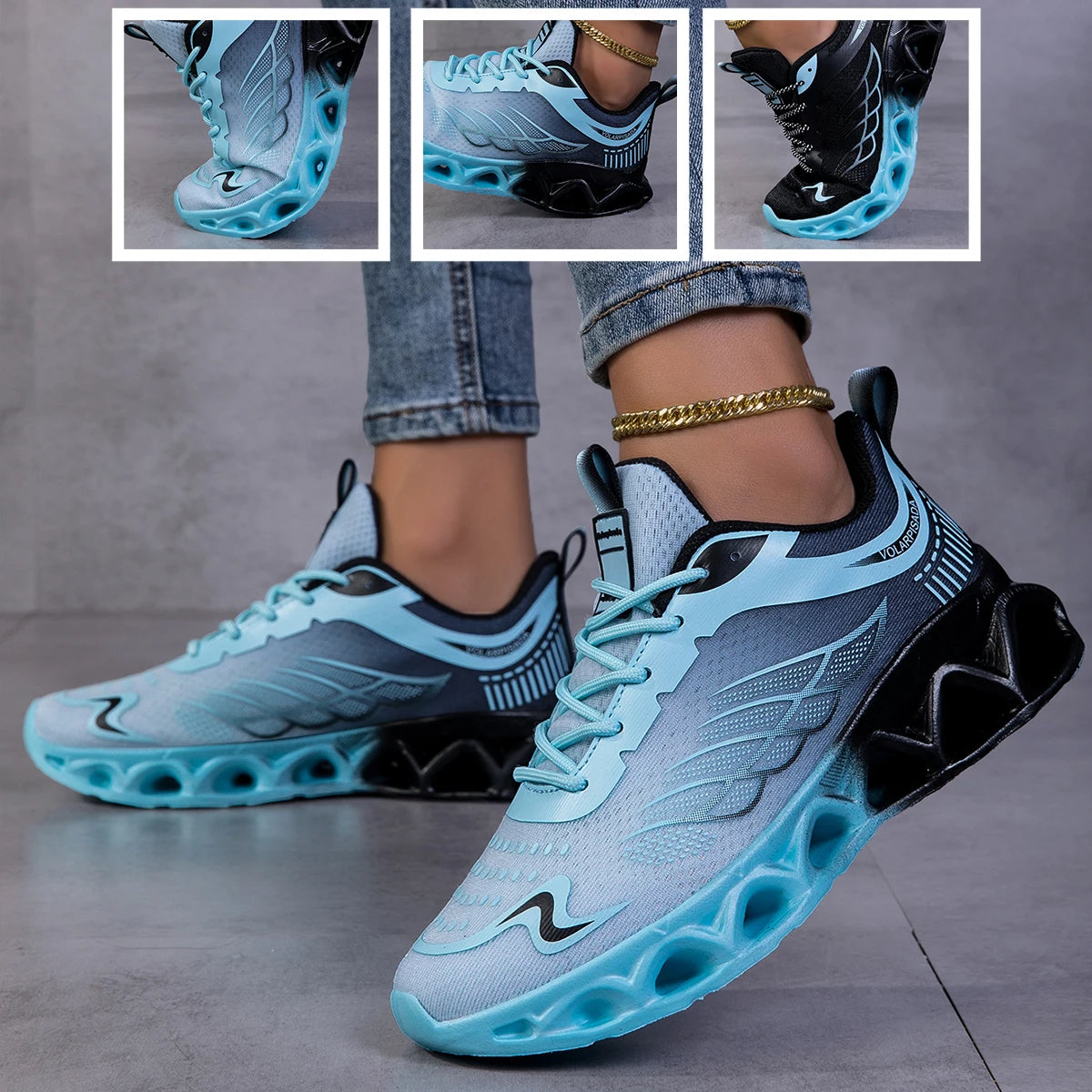 Lightweight Mesh Running Sneakers With Shock Absorbing Athletic Sole
