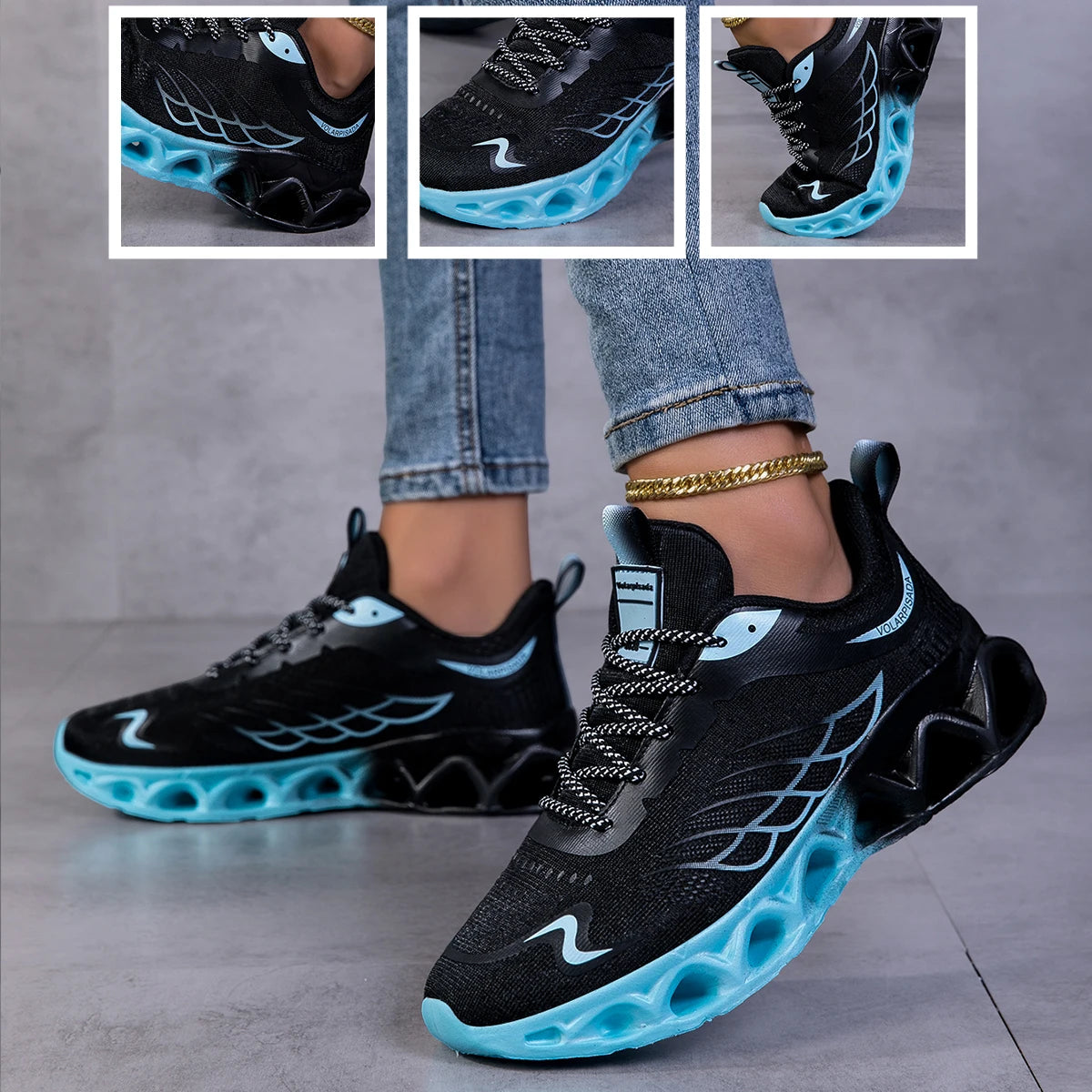 Lightweight Mesh Running Sneakers With Shock Absorbing Athletic Sole