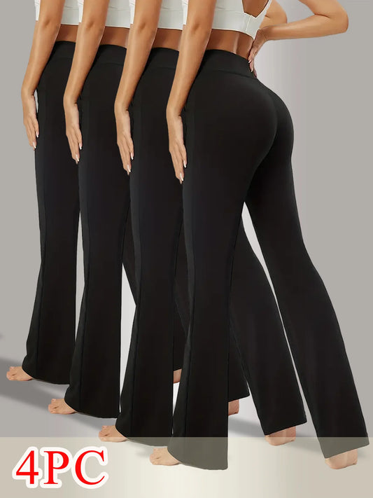 Womens High Waisted Bell Bottom Pants With Elastic Waistband