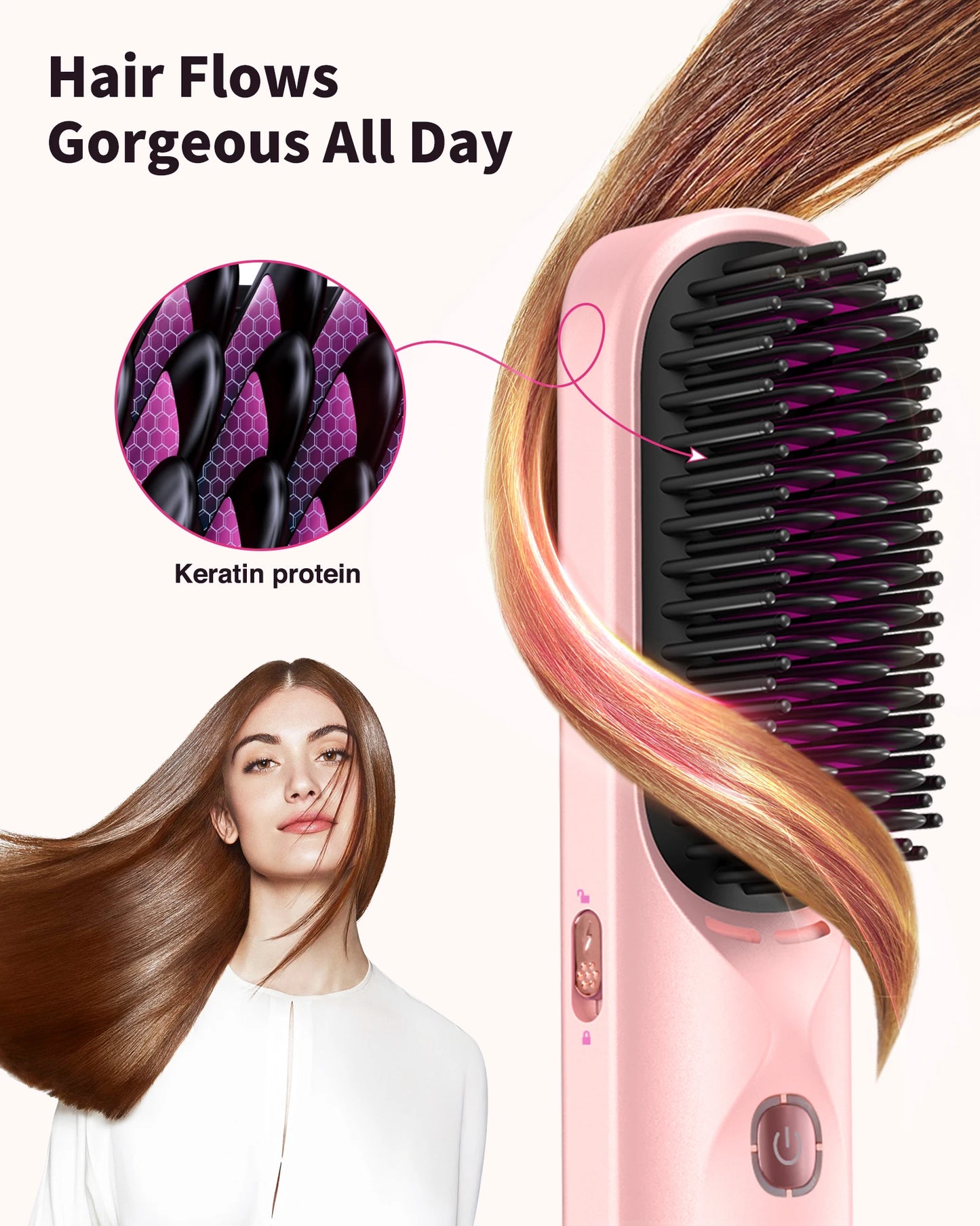 BOPCAL Cordless Hair Straightener Comb Brush 10000mAh Travel