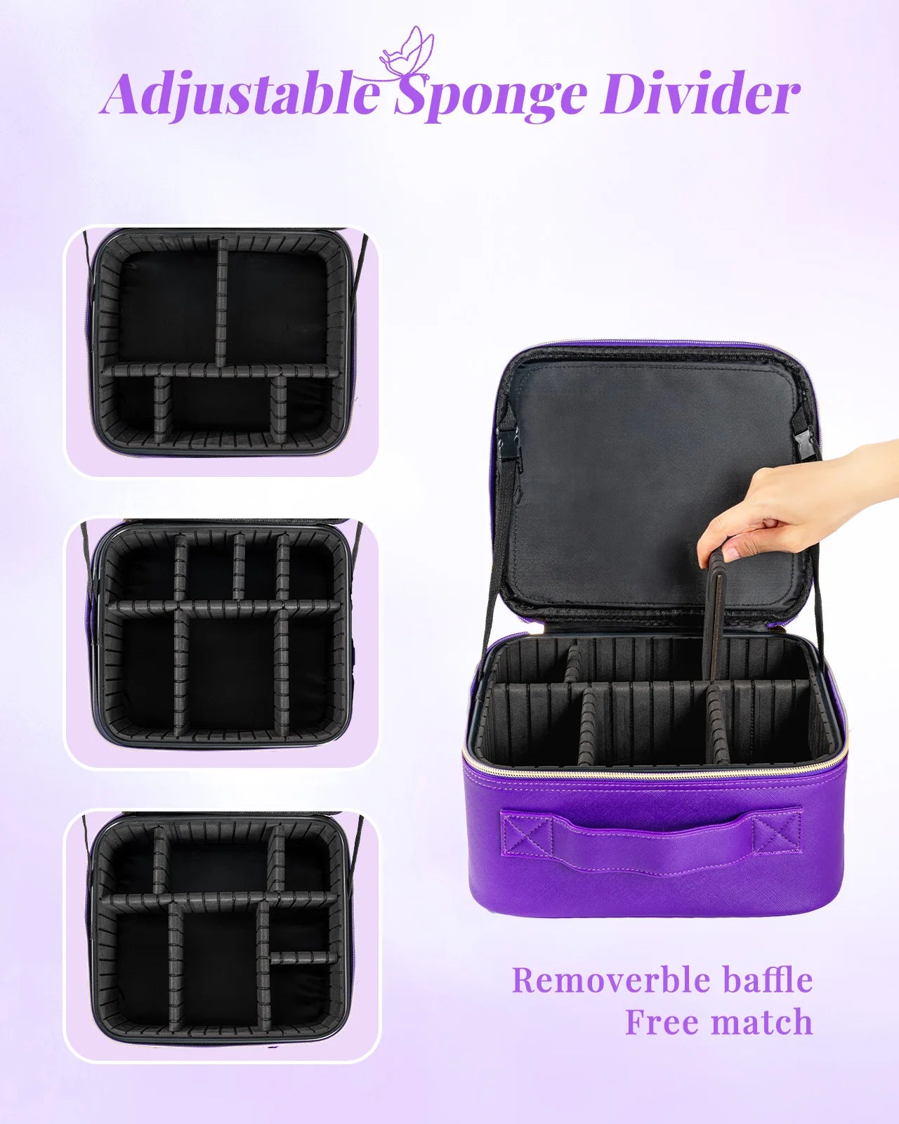 Travel Waterproof Synthetic Leather Makeup Bag With Mirror Storage Case