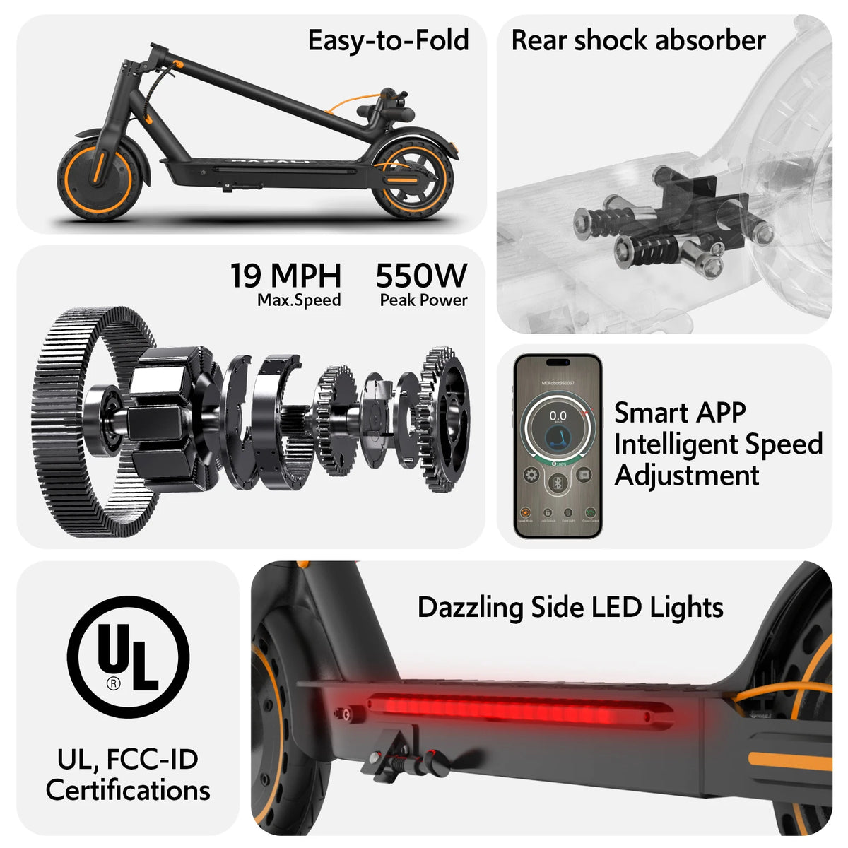 Osboo Foldable Electric Scooter With 550W Peak Motor