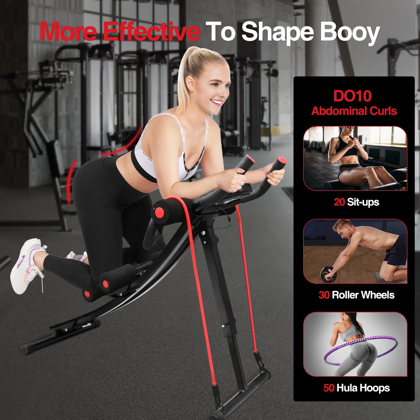 GIKPAL Foldable Ab Machine With LCD Display For Core Workouts