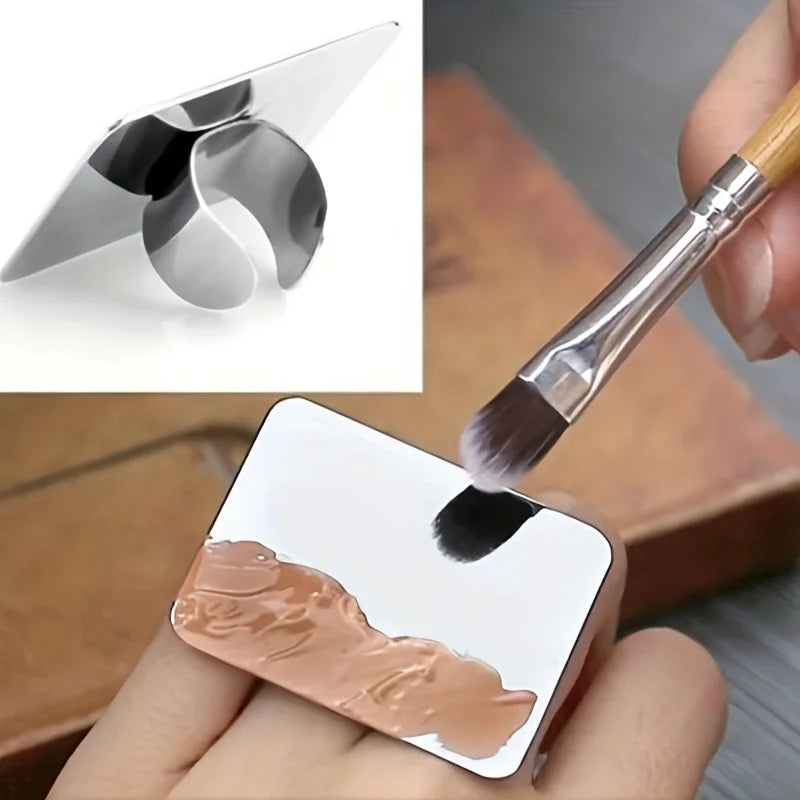 Stainless Steel Makeup Mixing Palette With Foundation Spatula