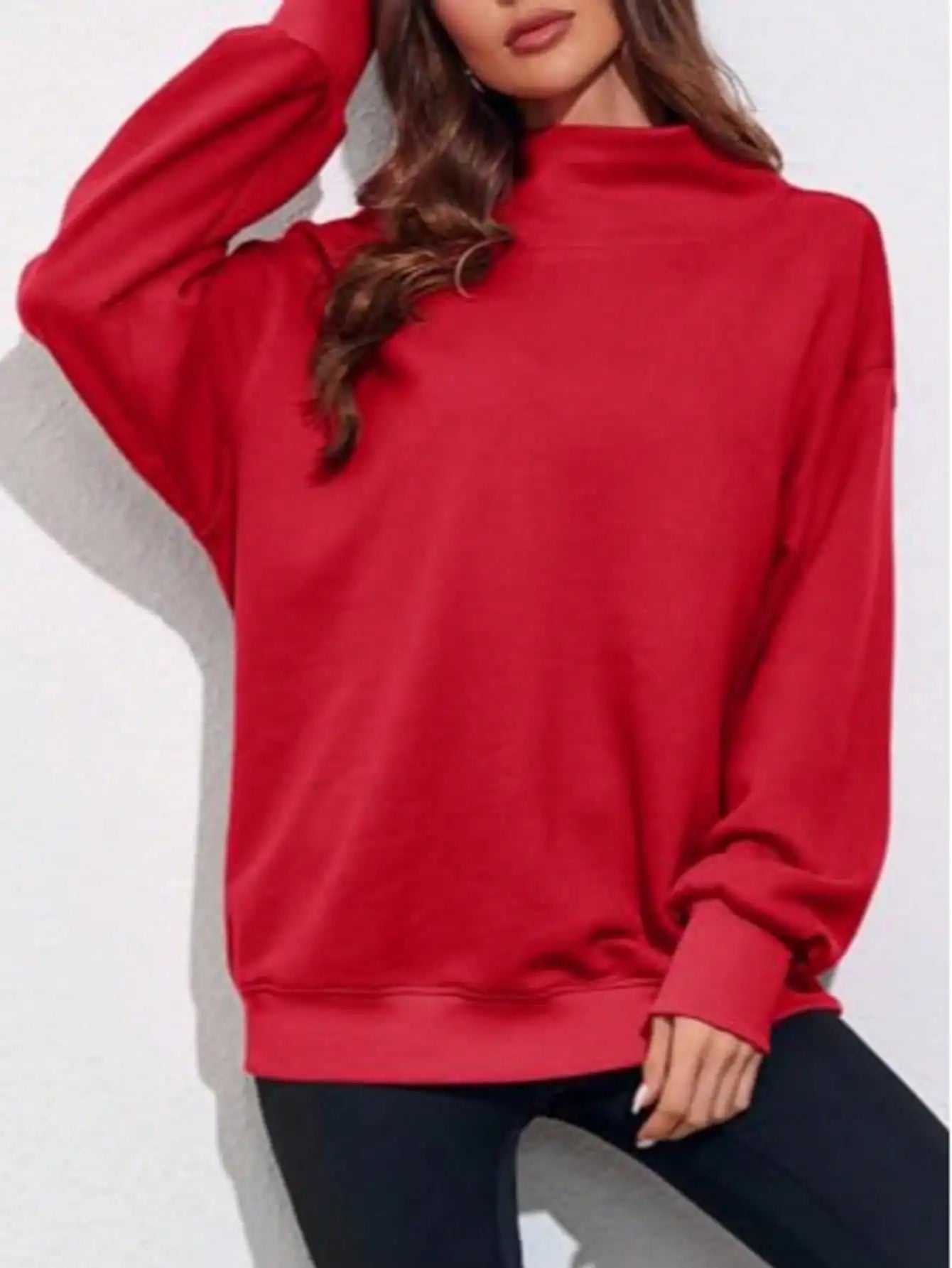 Fisoew Ribbed Turtleneck Sweater Long Sleeve Knit Pullover Top
