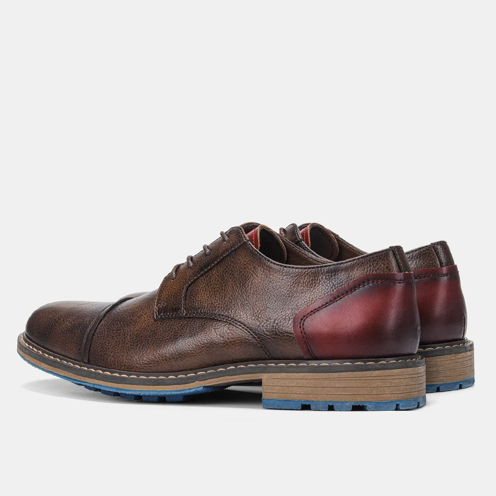 Hecrafted Men Retro Casual Leather Cap Toe Oxford Shoes