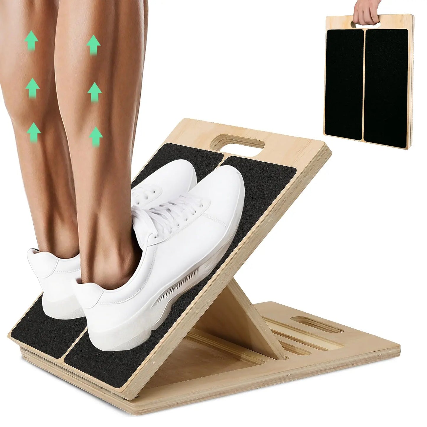 Wooden Balance Board And Adjustable Calf Stretcher For Physical Therapy
