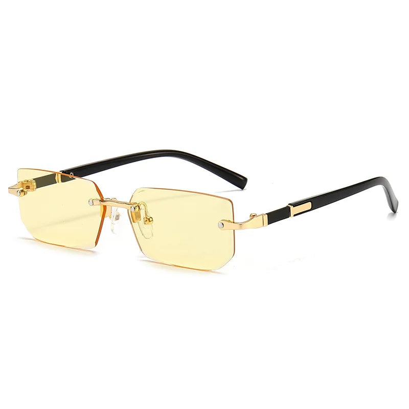 RMM Rimless Rectangle Stylish Trendy Plastic Sunglasses