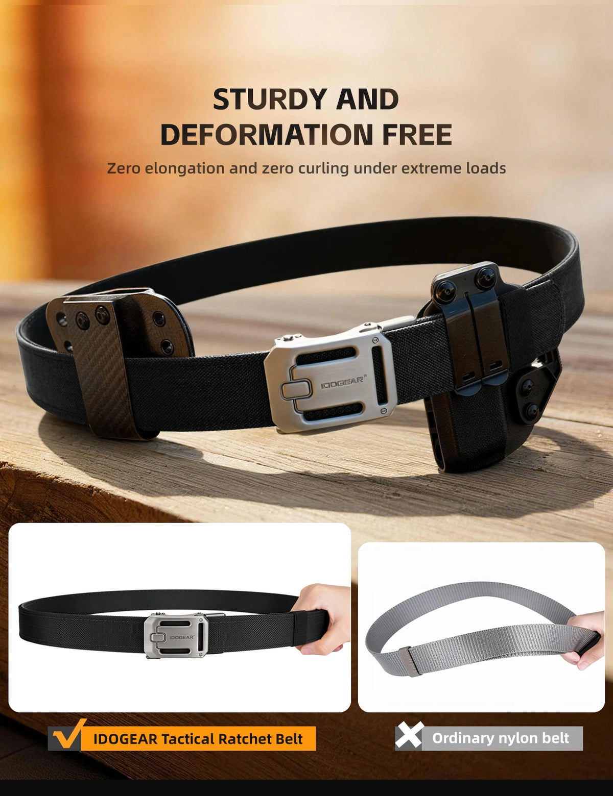 IDOGEAR Sports Quick Release Nylon Tactical Ratchet Belt for Men