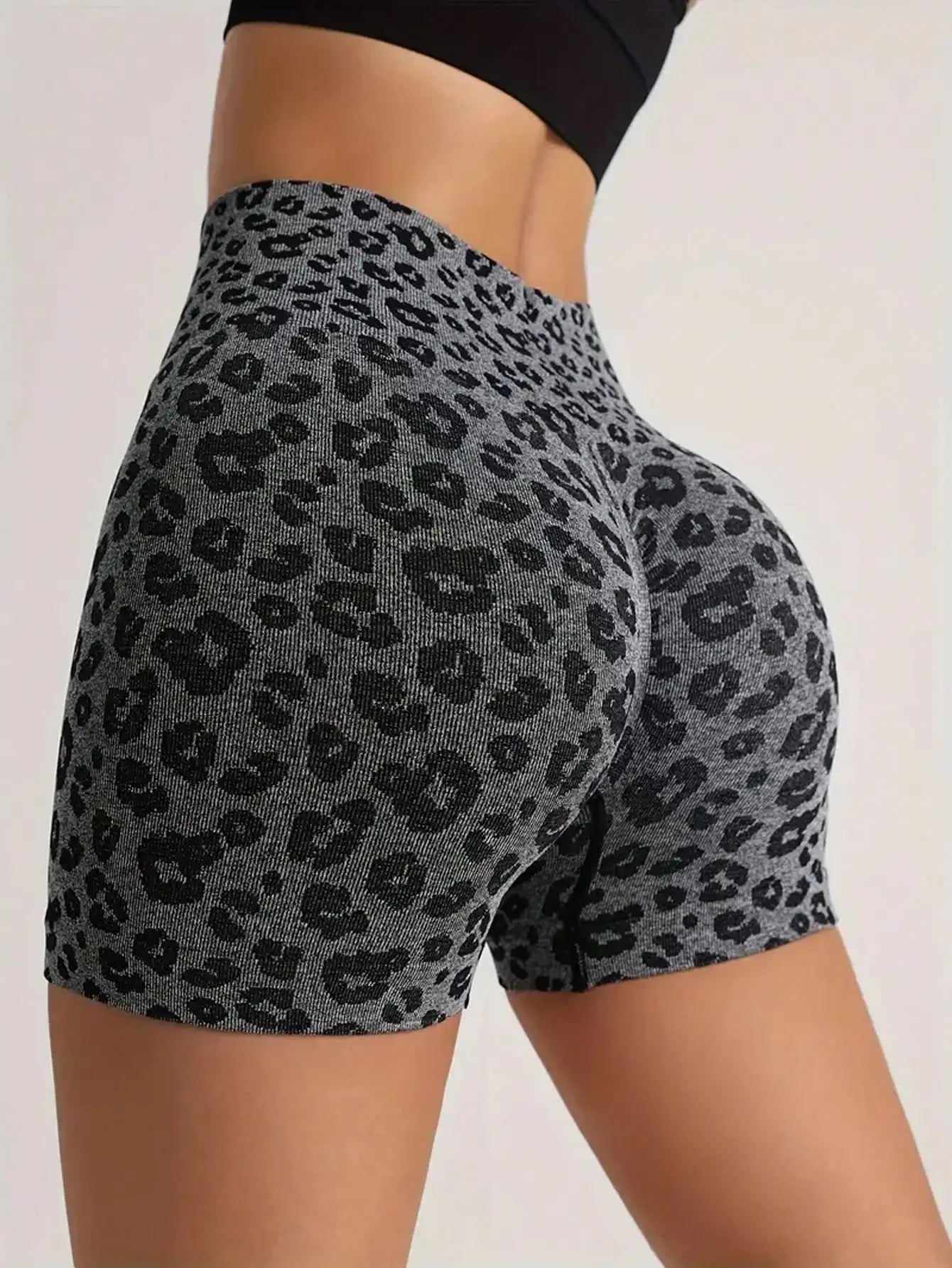 Leopard Print Scrunch Butt Tummy Control Biker Shorts for Women