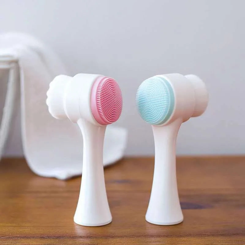 Silicone Double Sided Facial Brush For Blackhead Removal And Exfoliation