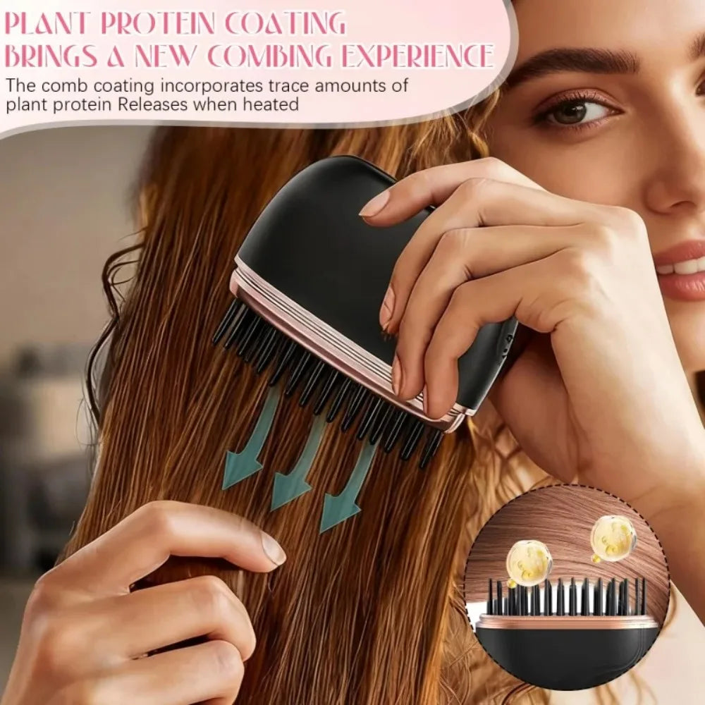 Zimir Mini Rechargeable Hair Straightener Brush With Temp Control