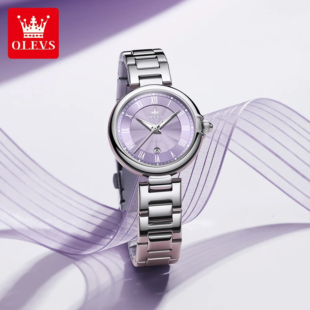 OLEVS Women's Stainless Steel Quartz Watch With Calendar Display
