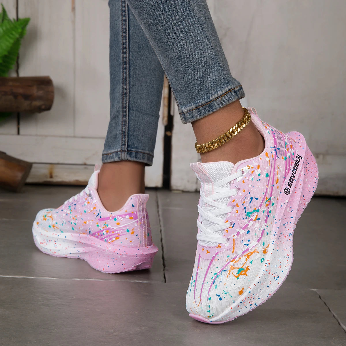 Women Lightweight Gradient Sneakers Breathable Mesh Athletic Shoes