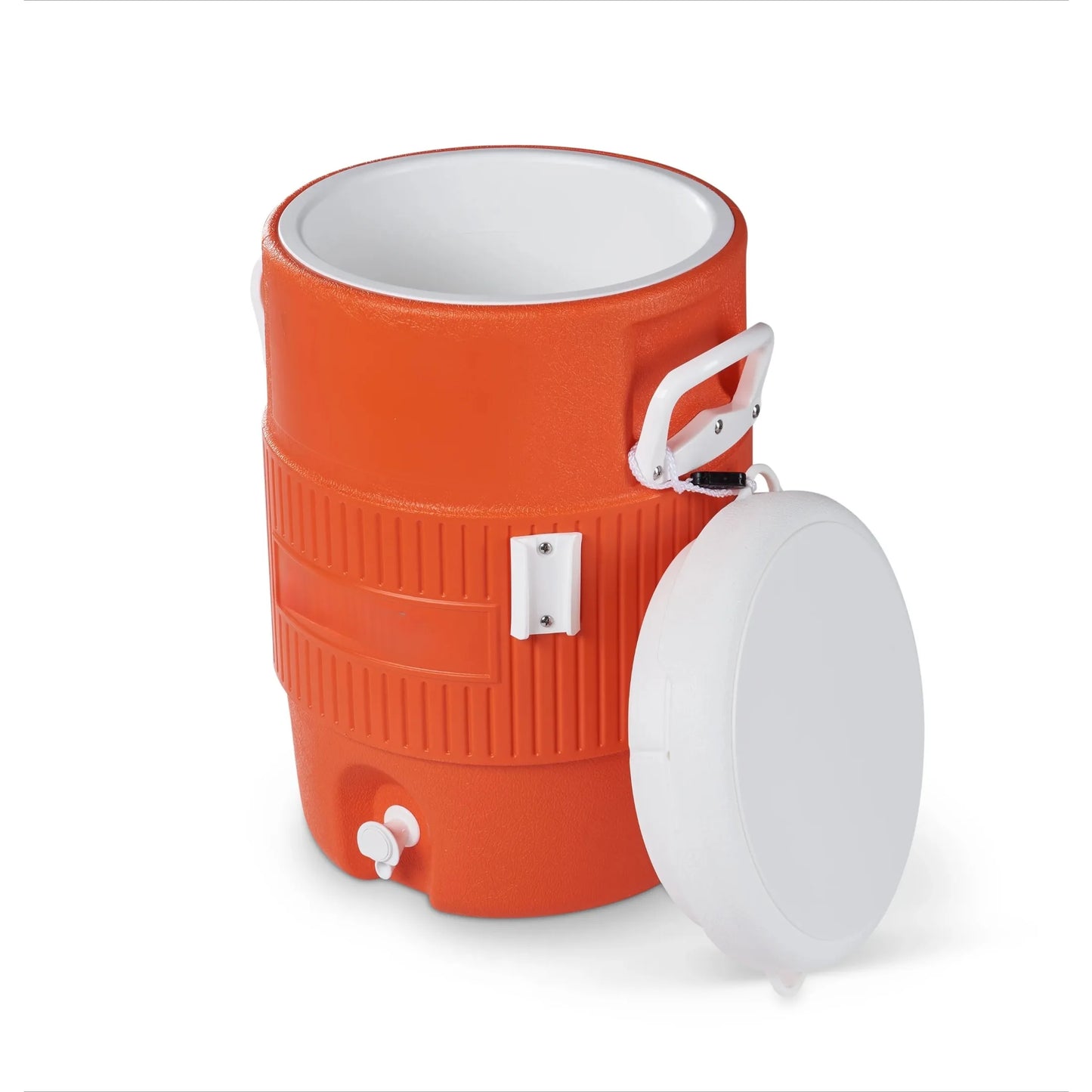 Heavy Duty Beverage Cooler Featuring Durable Plastic And Steel Trim