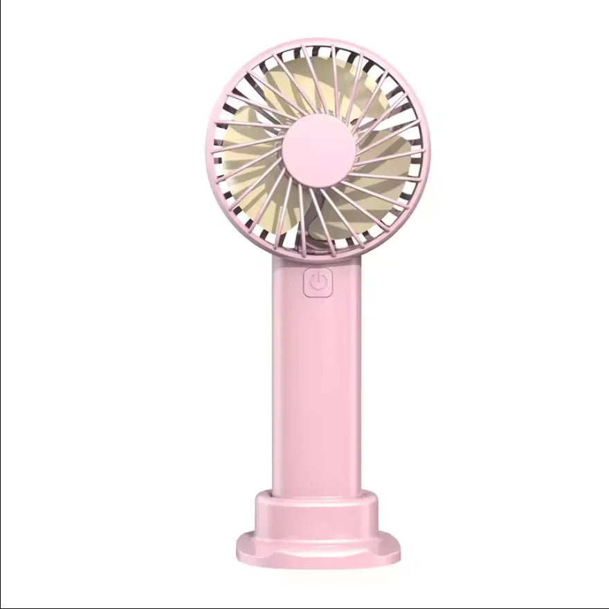 USB Mini Portable Rechargeable Handheld Fan With Integrated Phone Holder