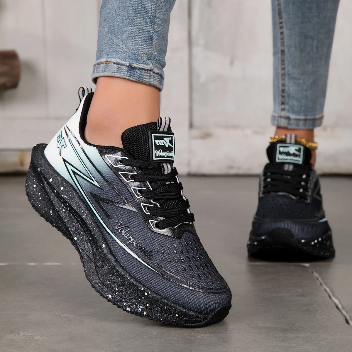 Breathable Mesh Running Sneakers Shock Absorb Cushion Athletic Gym Shoes