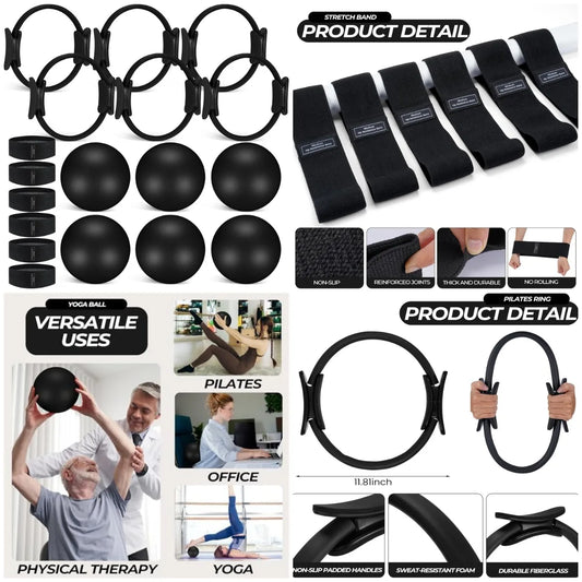 YTYIN Pilates Ring And Ball Set With Resistance Bands