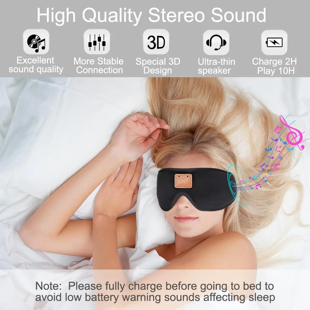 3D Sleeping Eye Mask With Built-In Speakers And Bluetooth Headphones