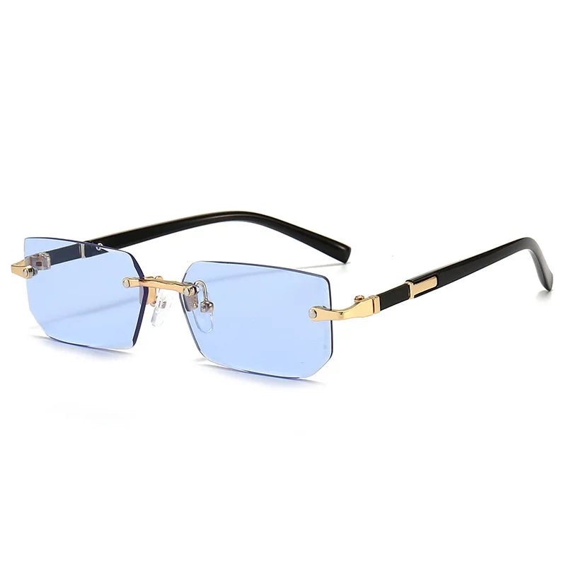 RMM Rimless Rectangle Stylish Trendy Plastic Sunglasses