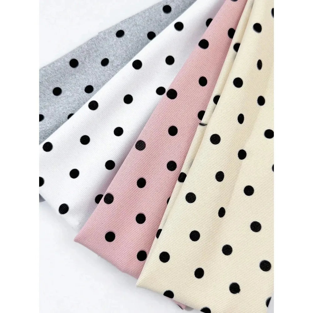 Premium Polka Dot Wide Elastic Sports Hair Headbands For Women
