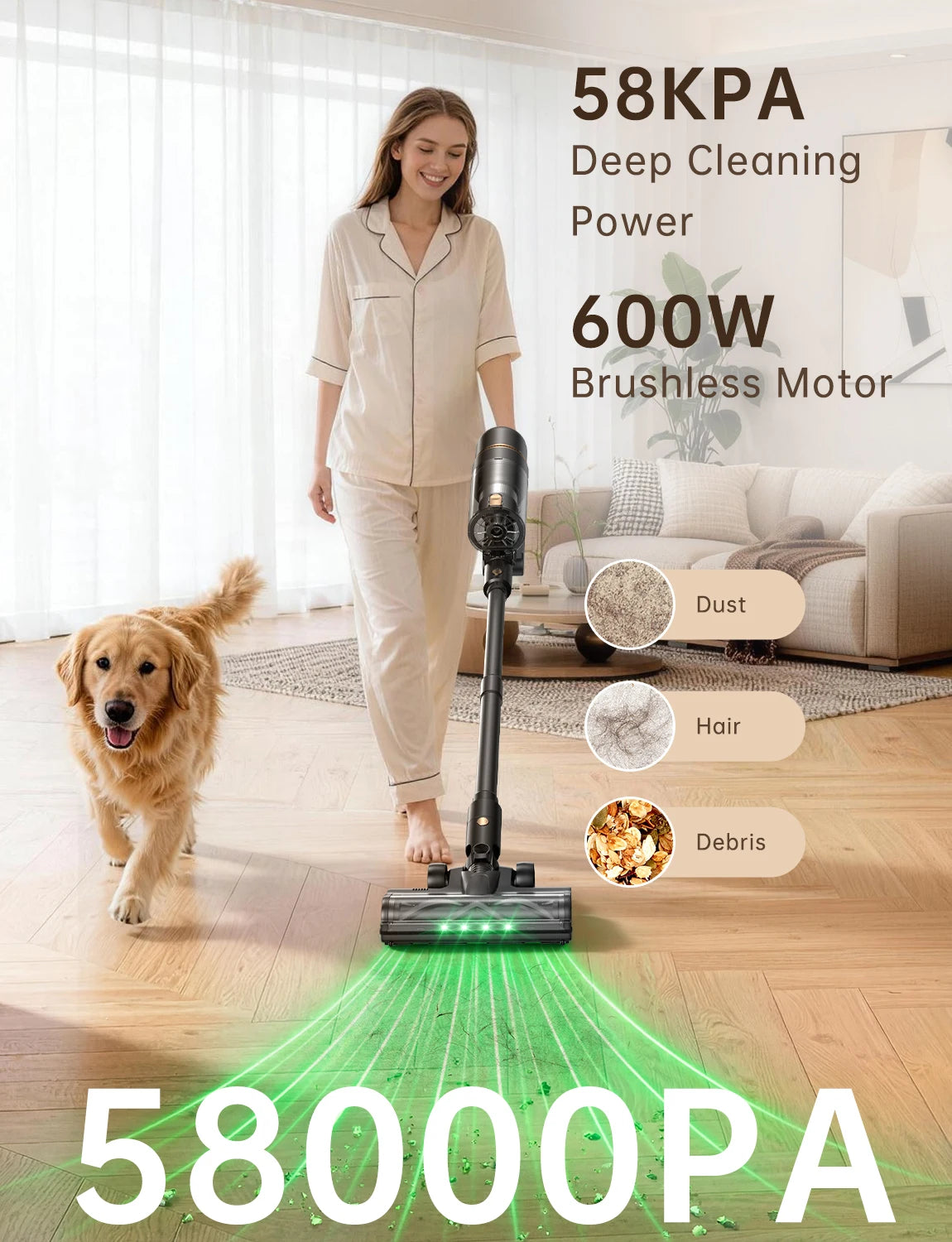 Vactek Cordless Stick Vacuum Cleaner With Hepa Filter For Pets