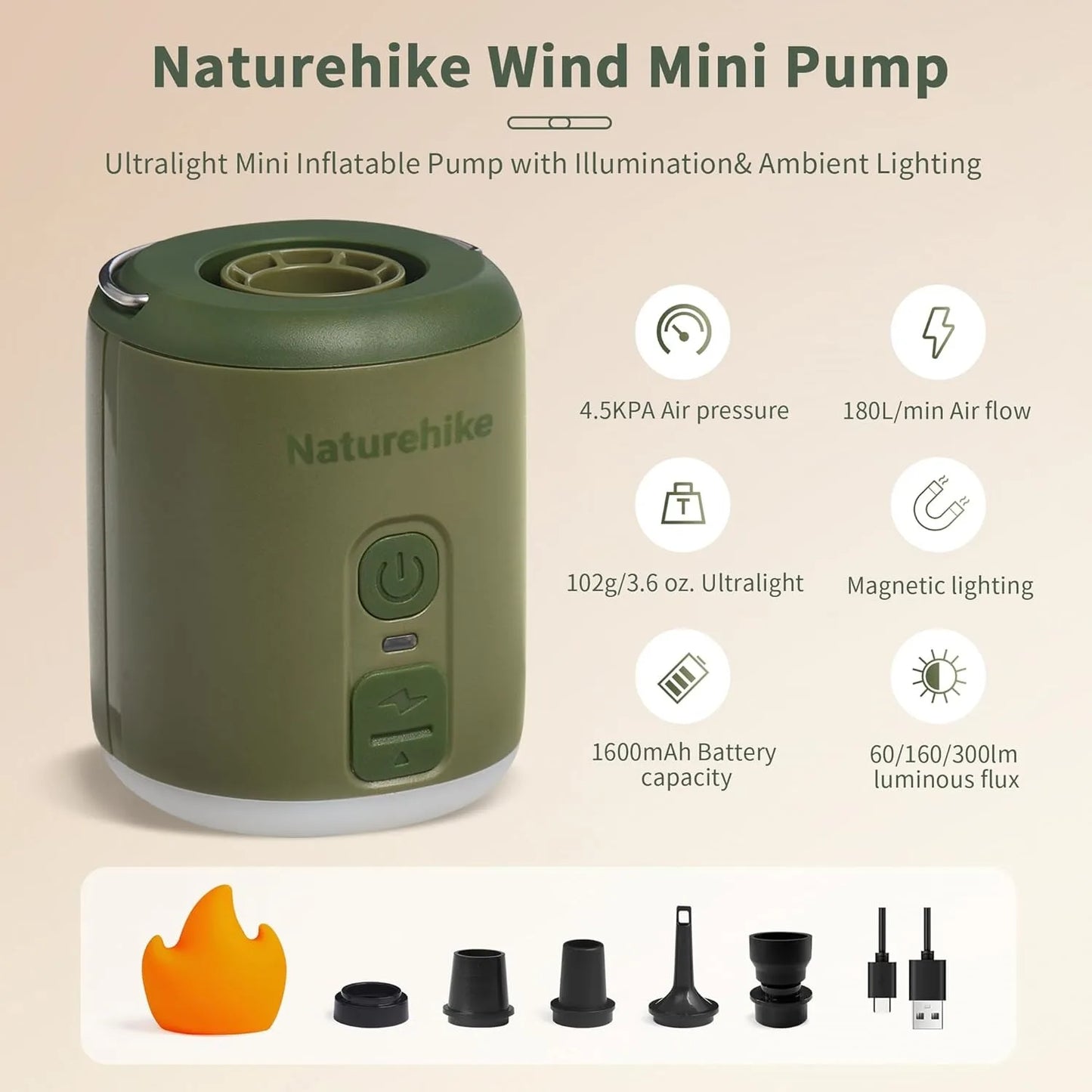 Naturehike Mini Portable Air Pump For Inflatable Camping Gear