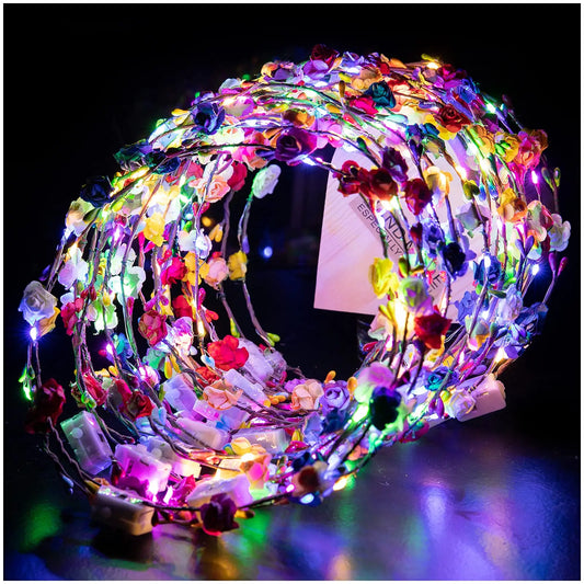 Paper Rose Wreath LED Light-Up Headbands, Party Hair Accessories
