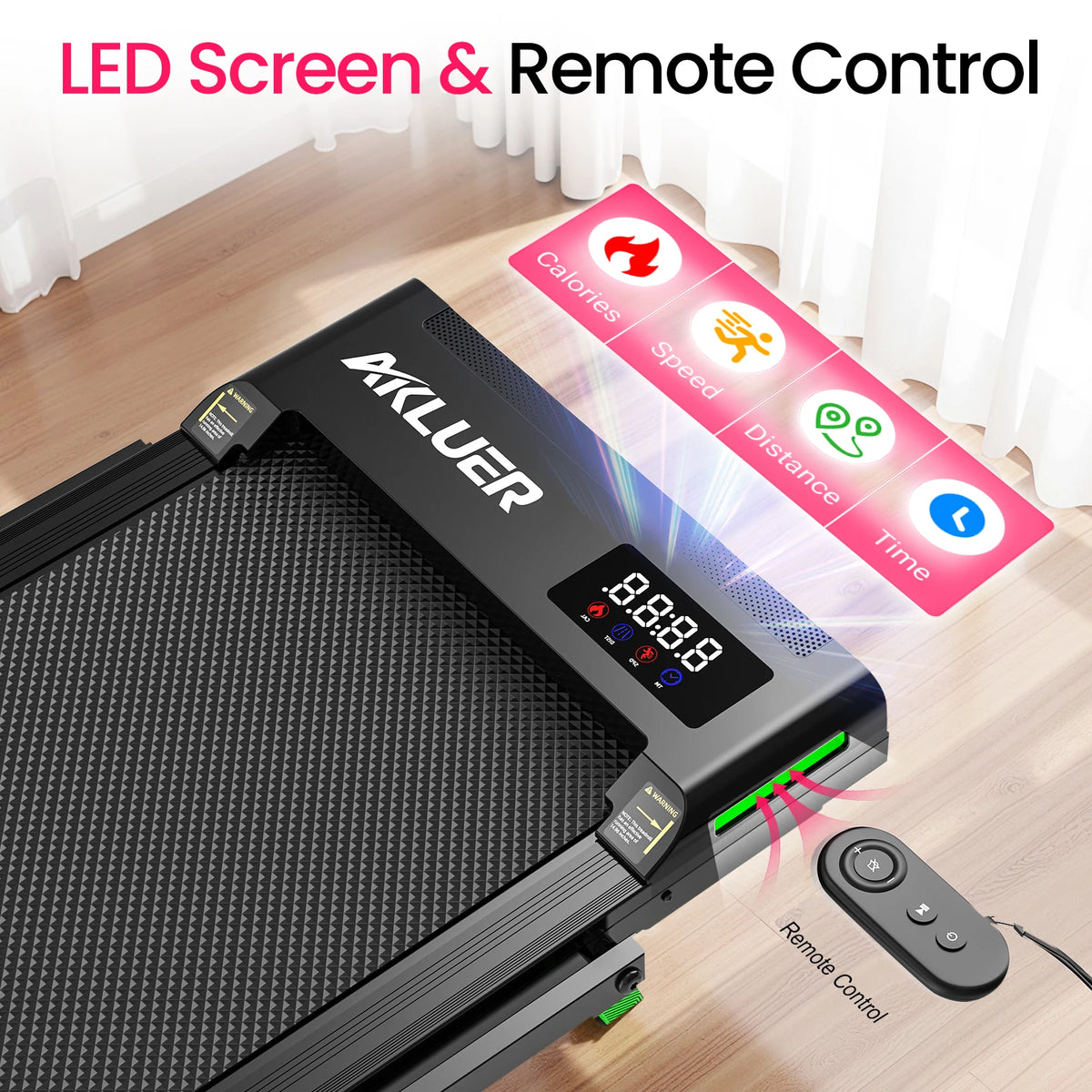 AKLUER Portable Walking Pad Treadmill With Remote Control