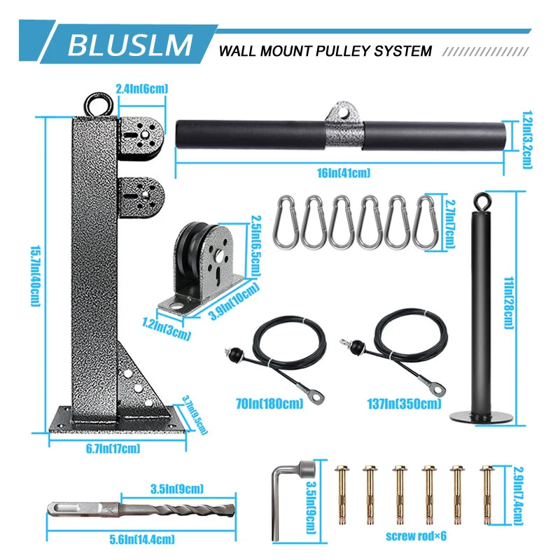Wall Mounted Gym Pulley System Strength Training Cable Machine