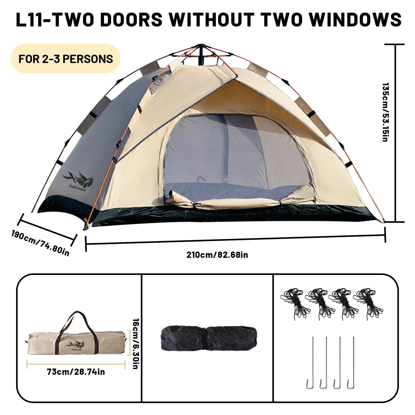 Pakicetus Automatic Pop Up Camping Tent Portable Windproof Shelter