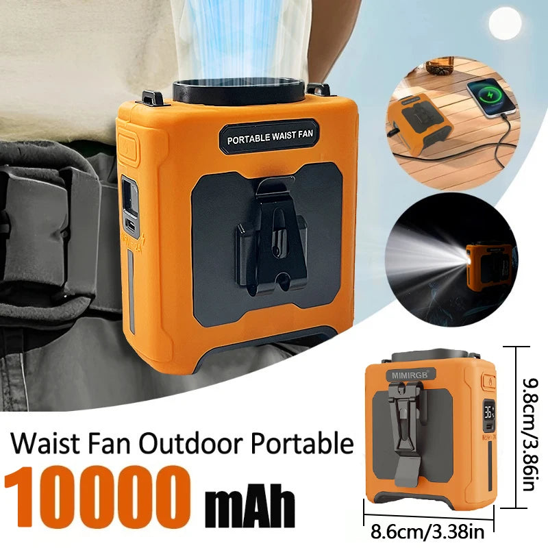 Portable Rechargeable Neck Fan With Waist Clip And Flashlight
