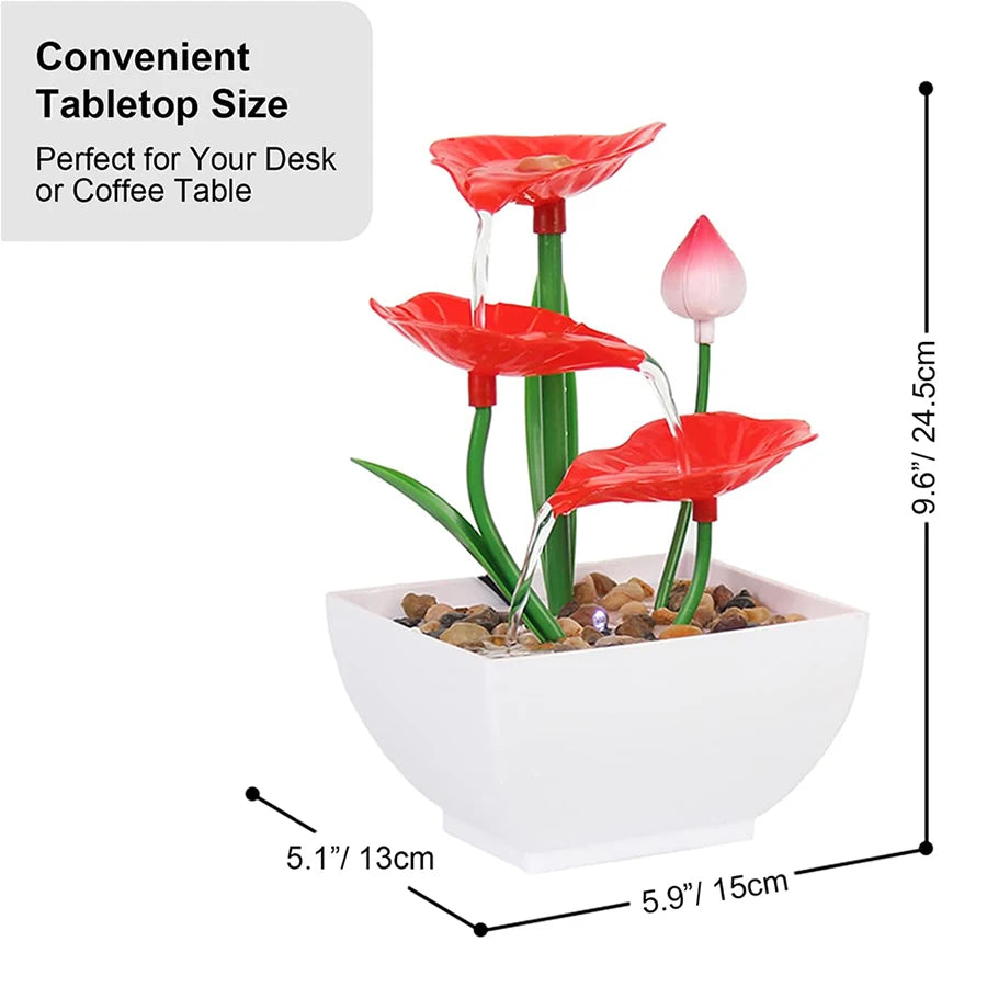 Mini Zen Tabletop Fountain With LED Waterfall For Office Desk