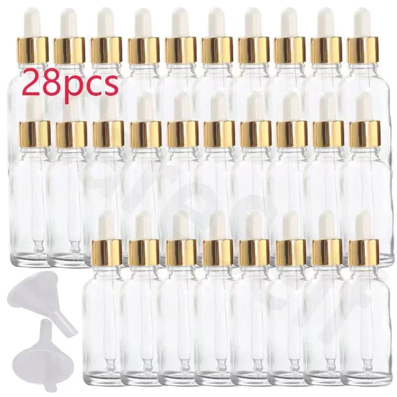 Refillable Glass Dropper Bottles Set for Essential Oils with Funnel
