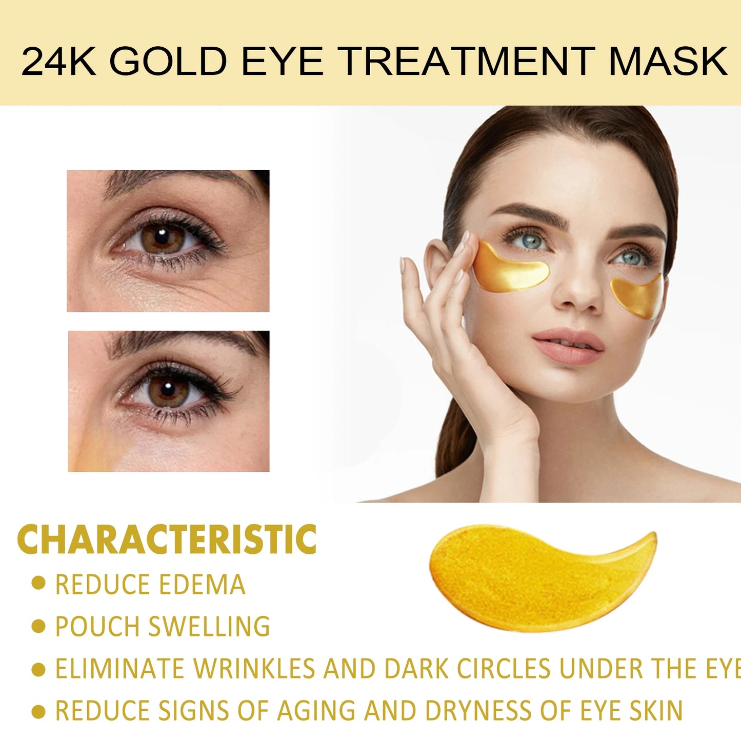 Eelhoe 24K Gold Under Eye Patches Anti Aging Moisturizing Firming