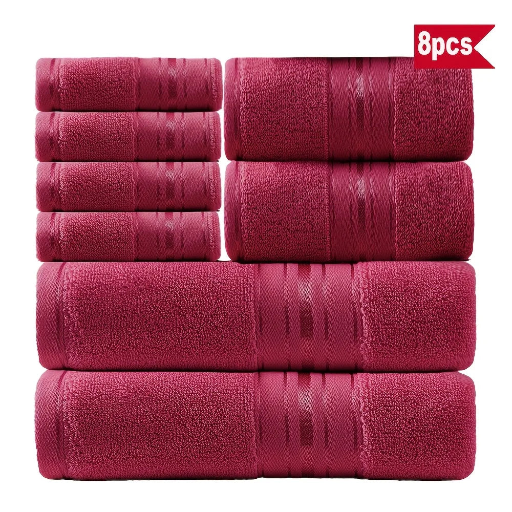 Luxury Eight Piece Cotton Towel Set For Bathroom Everyday Use
