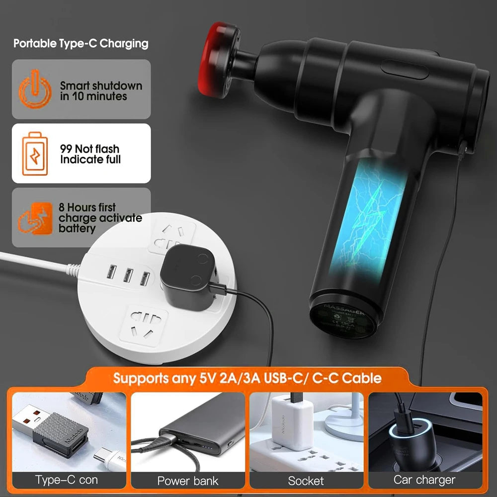Lingteng Heating Deep Tissue Percussion Massage Gun With Storage Case