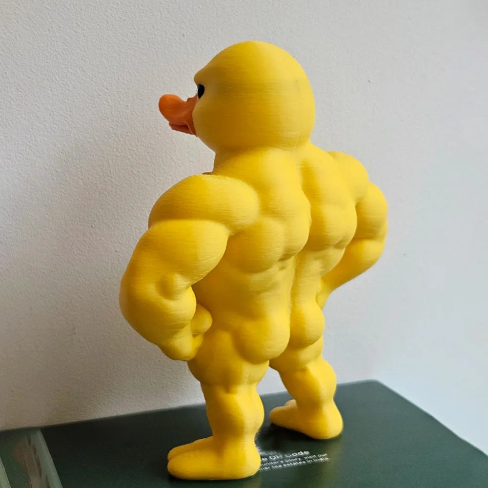 Muscle Duck Figurine Whimsical Desktop Decor for Home and Bookshelves