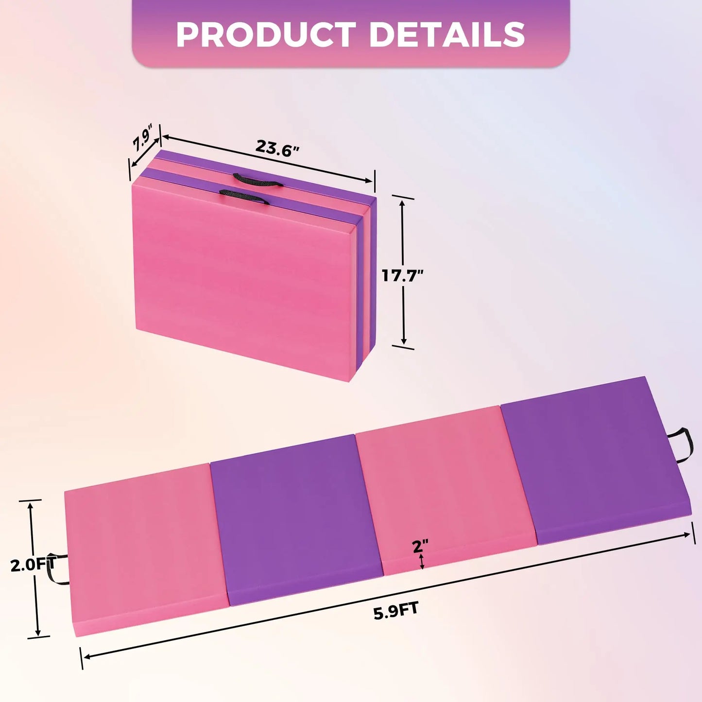 HiMISS Folding Gymnastics Mat Portable Floor Pad For Yoga Pilates