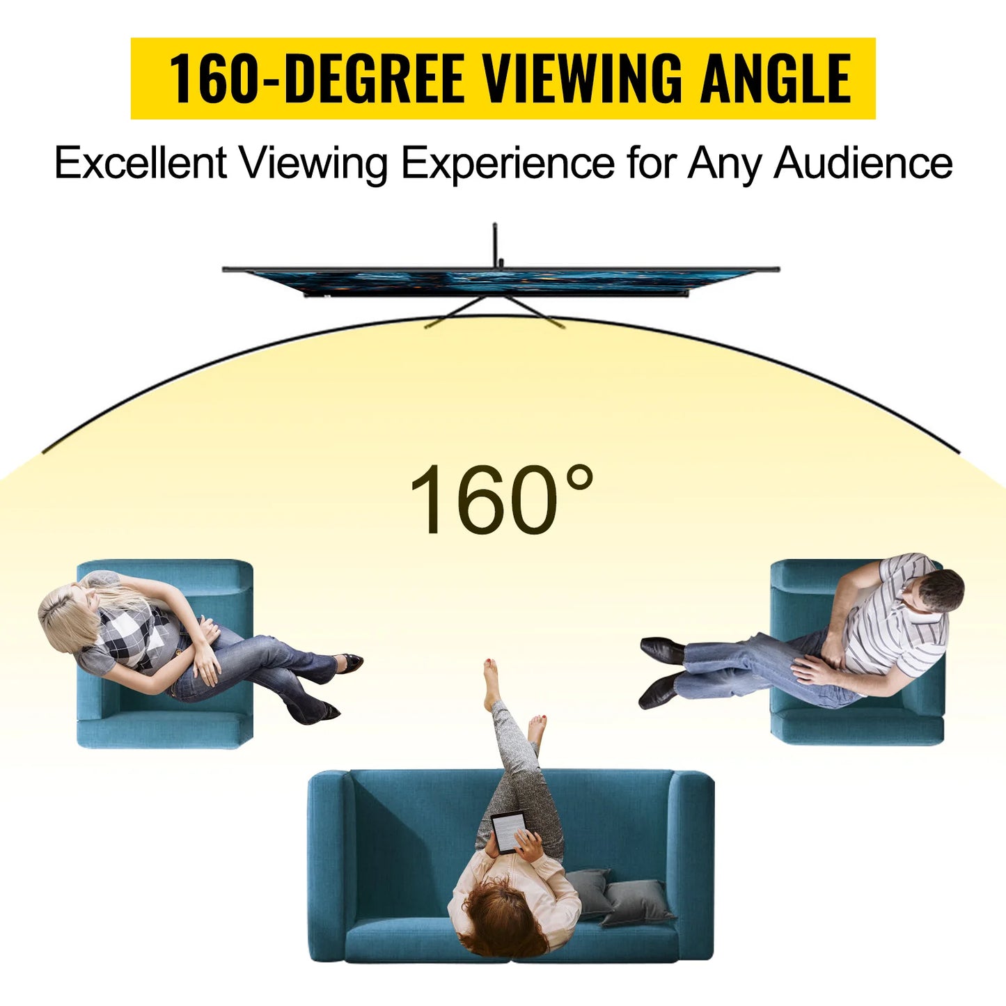 SucceBuy Tripod Projector Screen With Stand 4K Portable Home Cinema