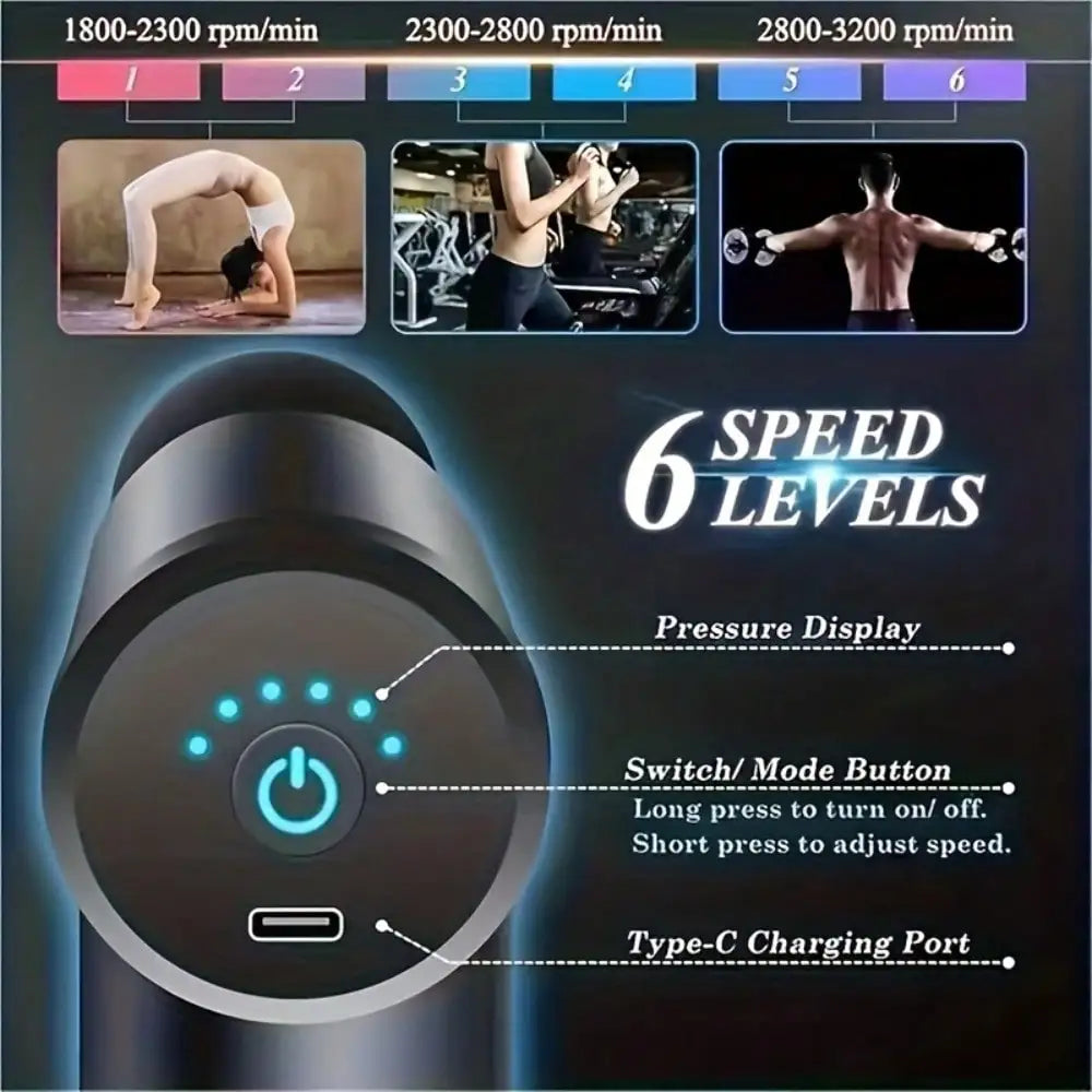 Portable Electric Deep Tissue Muscle Massage Gun With Four Heads