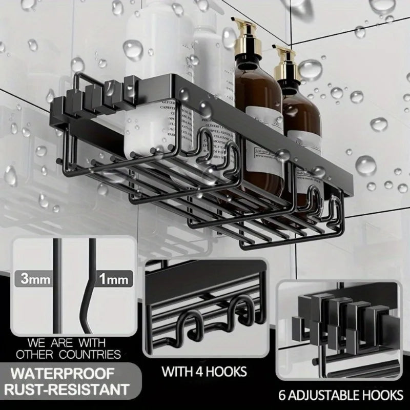 Self-Adhesive Shower Caddy Organizer Rack Set No Drilling