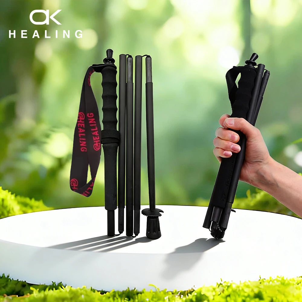 OKHEALING Carbon Fiber Foldable Trekking Poles Lightweight Hiking Gear