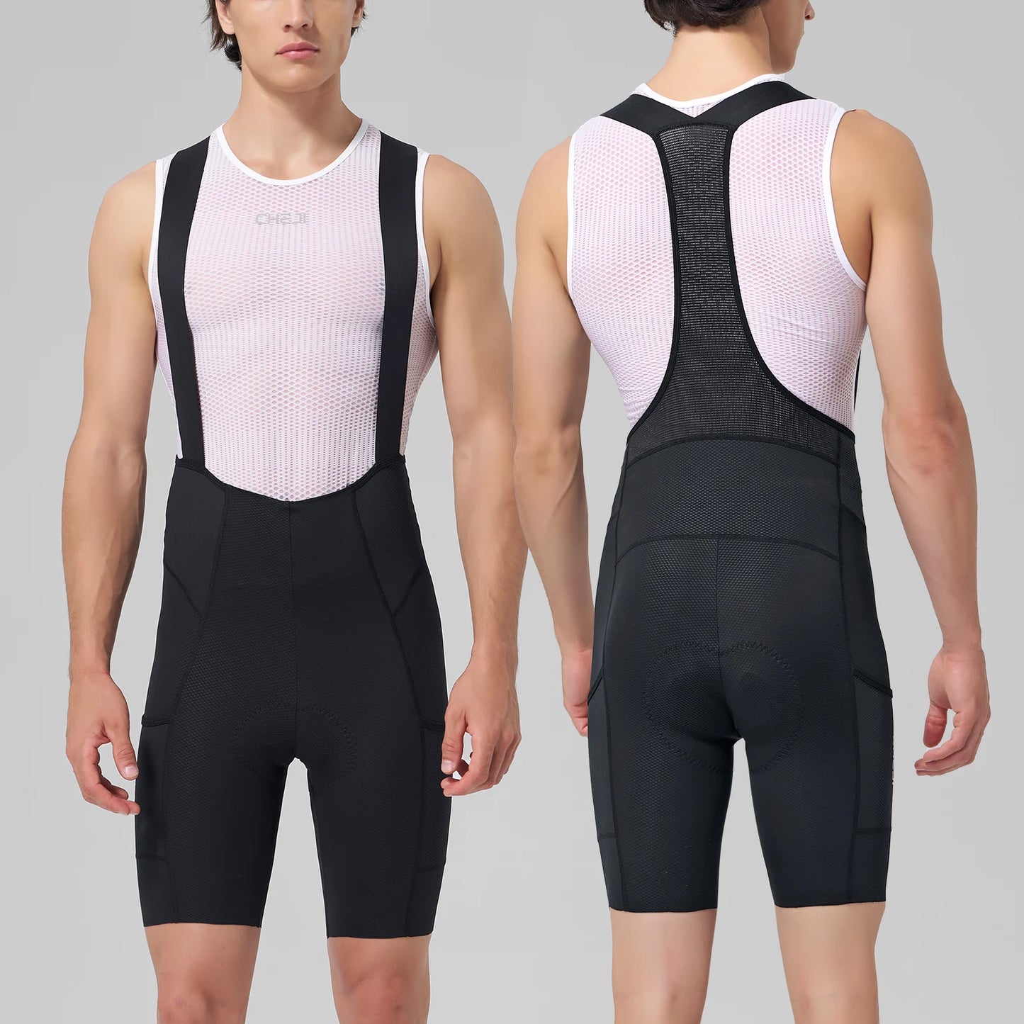 Cheji Men Seamless Cycling Bib Shorts Quick Drying Breathable Performance