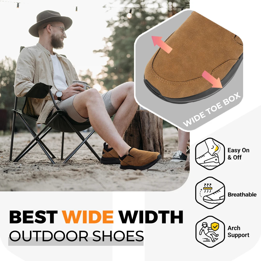 FitVille Men Extra Wide Hiking Loafers With Arch Support