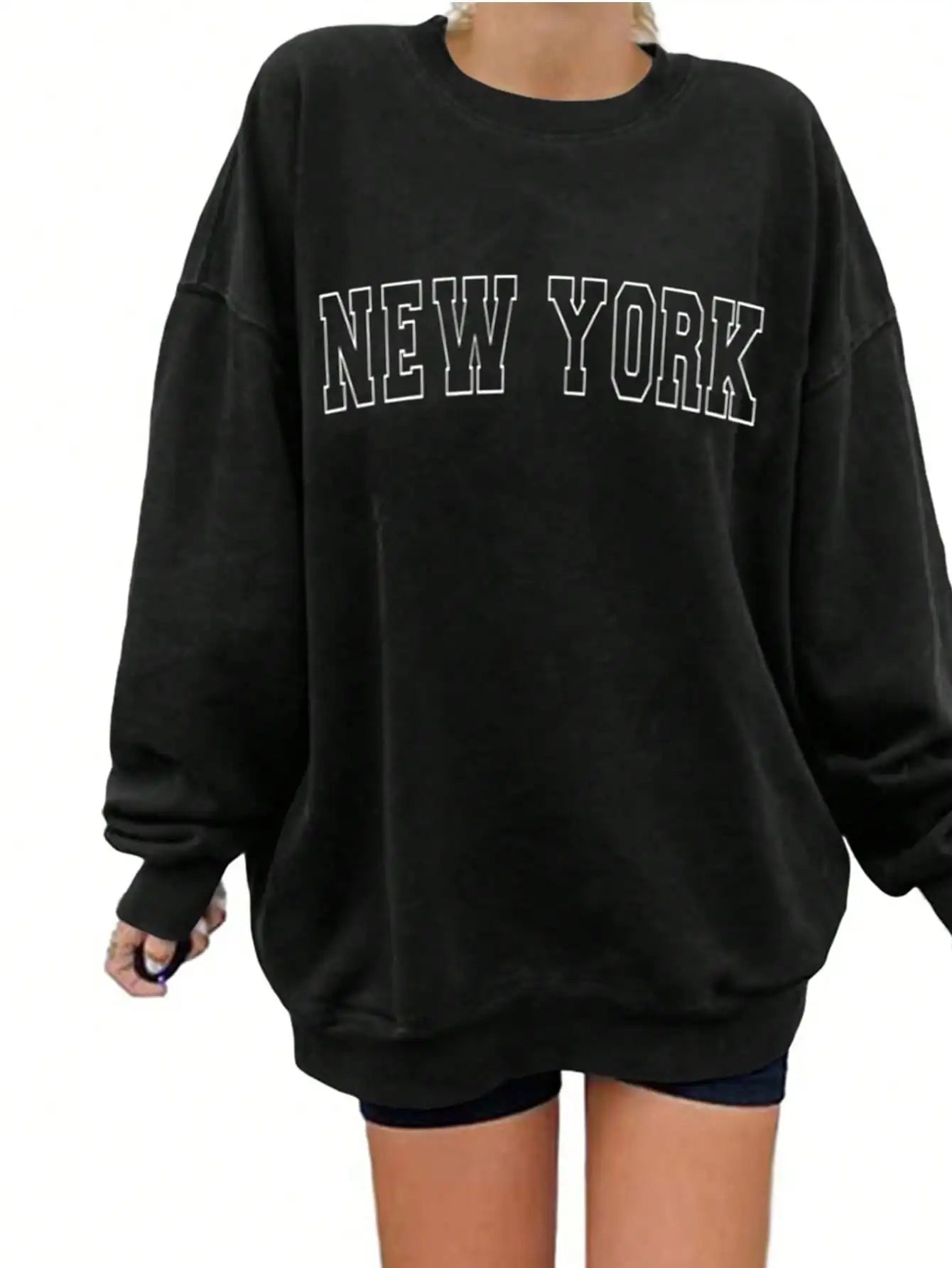 Fisoew Women Oversized Crewneck Sweatshirt Long Sleeve Casual Pullover