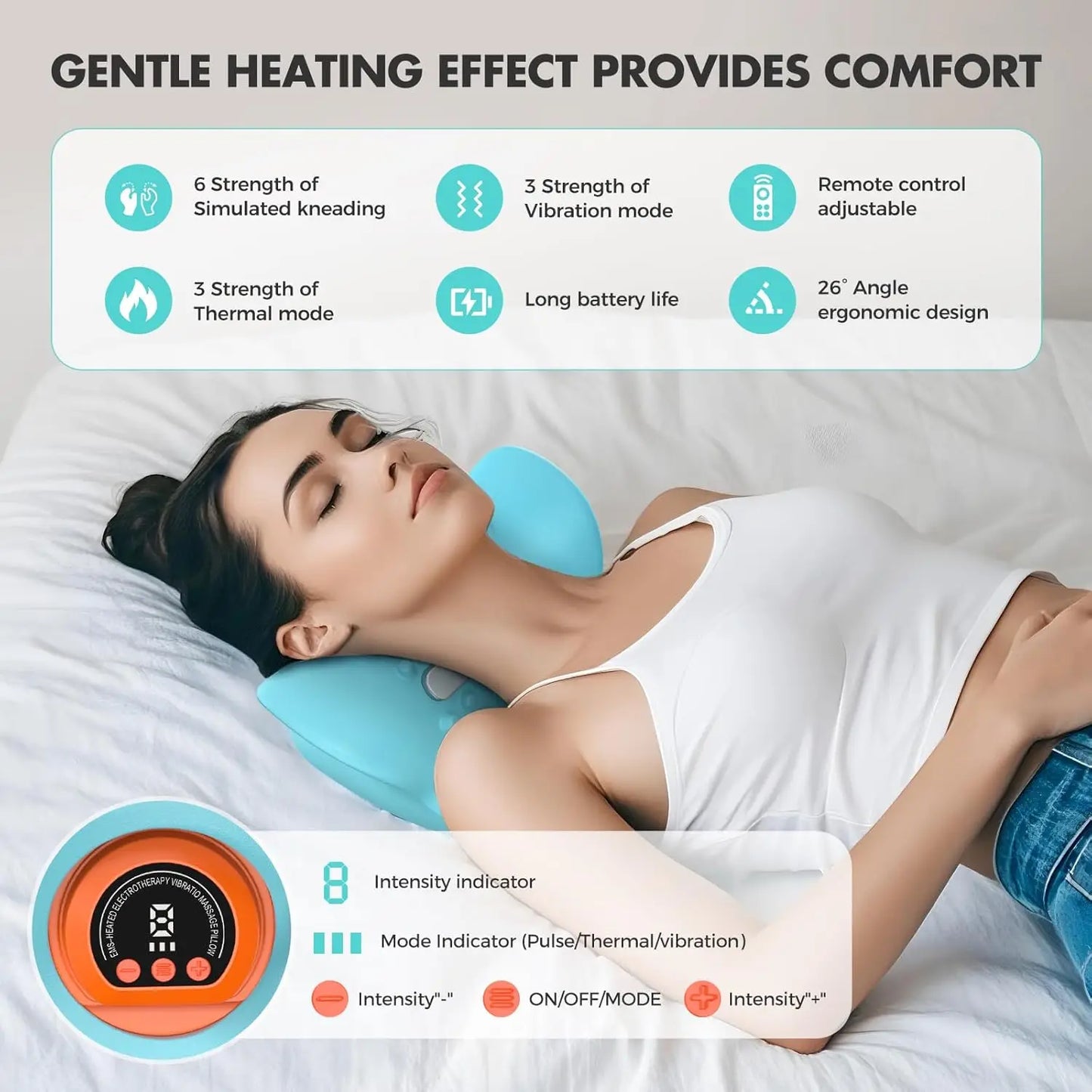 Rechargeable Portable Neck Massager Pillow 3in1 Shiatsu Heat Vibration