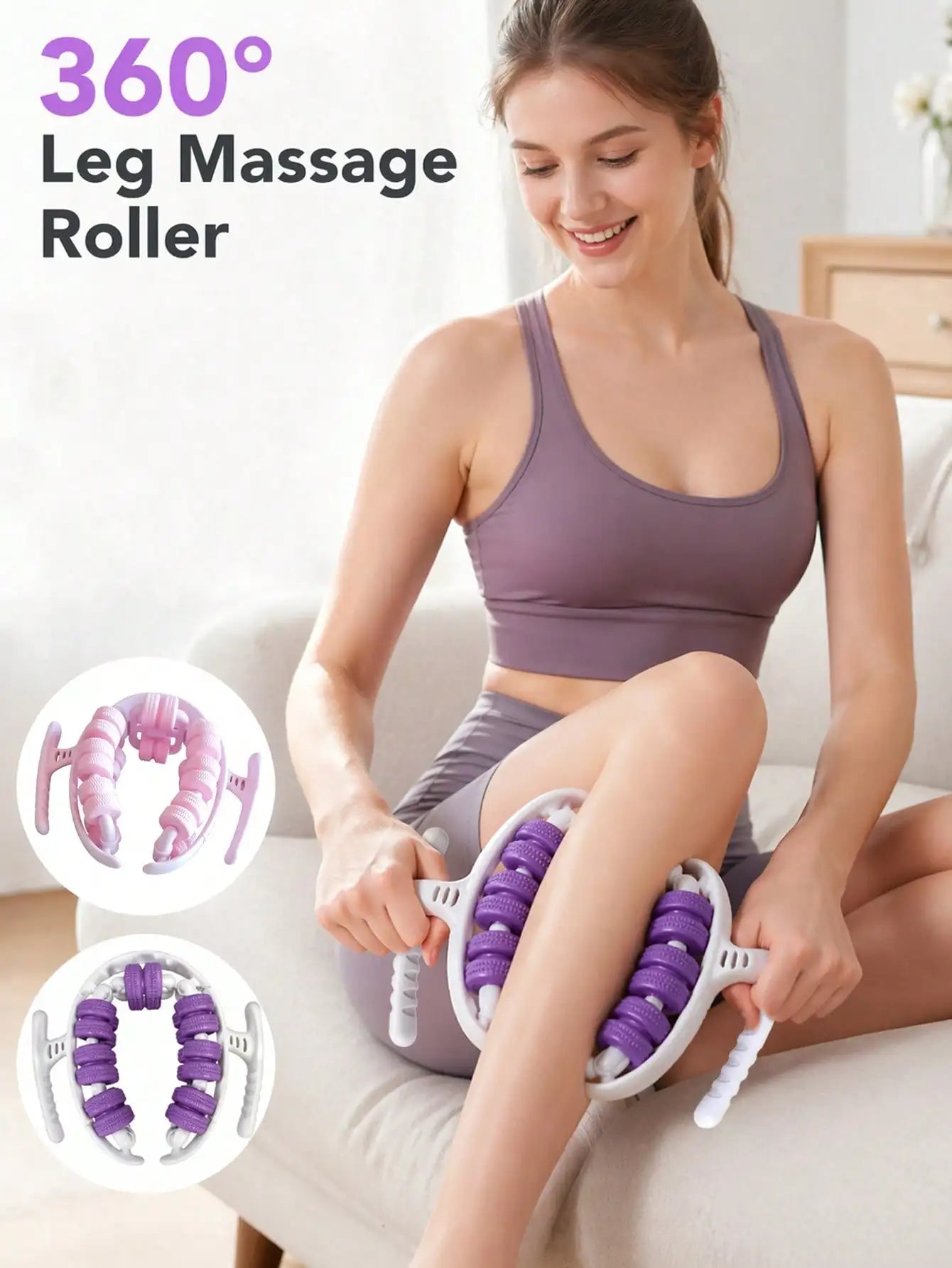 Yoga Leg Ring Clamp With 28 Roller Wheels For Calf Relief